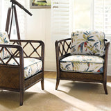 Brown Floral Pattern Cotton Cushion Back Barrel Chair Image - 1