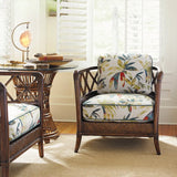 Brown Floral Pattern Cotton Cushion Back Barrel Chair Image - 3