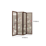 Brown Floral Wood Translucent Gauze Folding Room Divider Image - 12