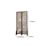 Brown Floral Wood Translucent Gauze Folding Room Divider Image - 14