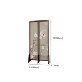 Brown Floral Wood Translucent Gauze Folding Room Divider #size