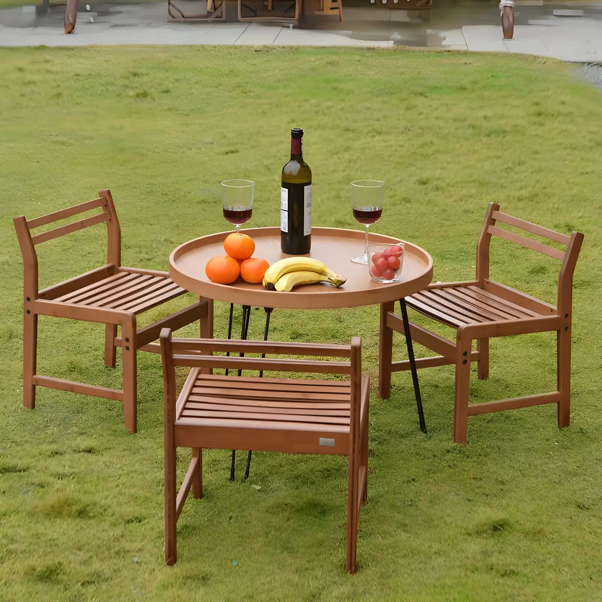 Brown Foldable Round UV Resistant Outdoor Coffee Table Image - 17