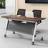 Brown Foldable Wood Casters Butcher Block Writing Desk Image - 1