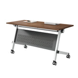 Brown Foldable Wood Casters Butcher Block Writing Desk Image - 2