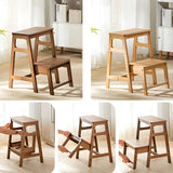 Brown Foldable Wooden Tall Solid Color Vanity Stool Image - 11