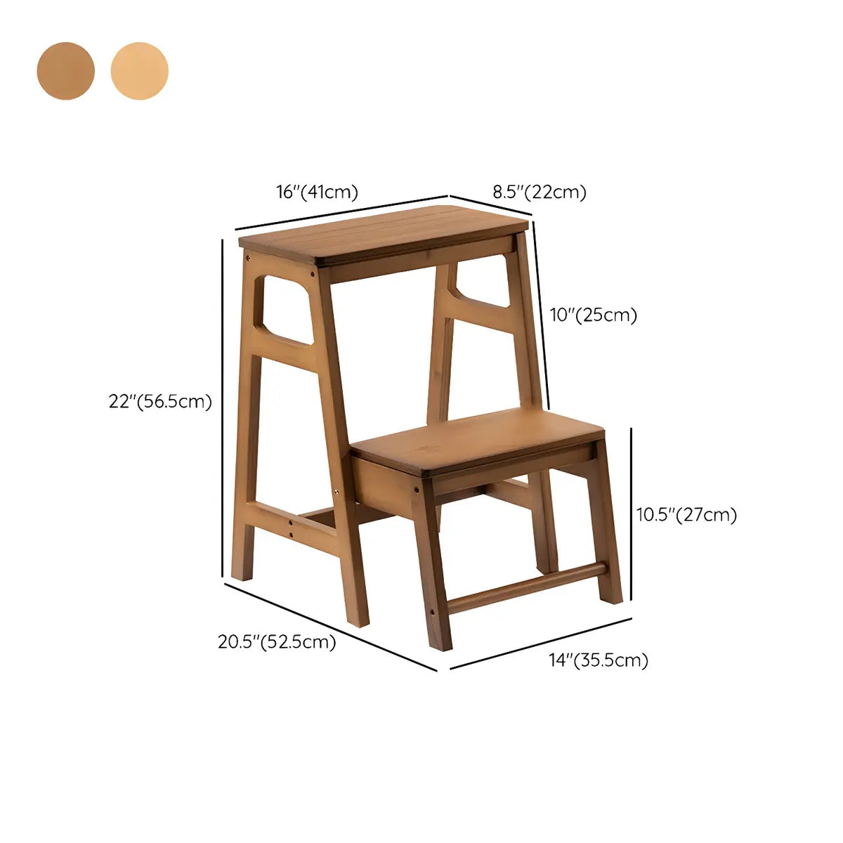 Brown Foldable Wooden Tall Solid Color Vanity Stool 