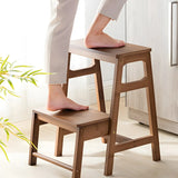 Brown Foldable Wooden Tall Solid Color Vanity Stool Image - 4