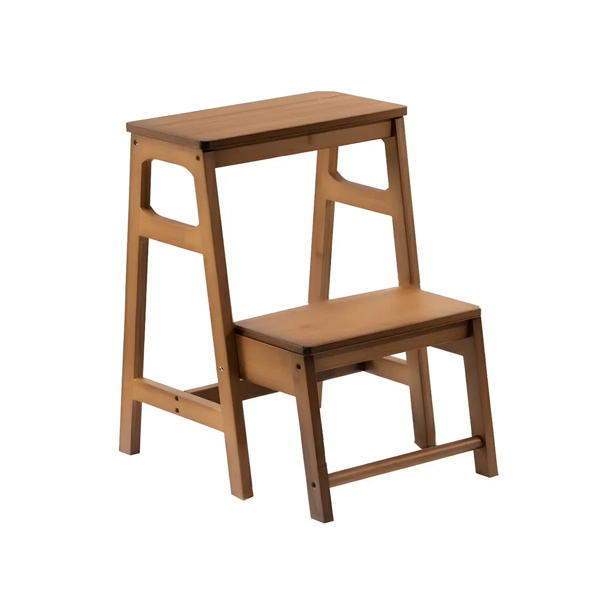 Brown Foldable Wooden Tall Solid Color Vanity Stool Image - 9