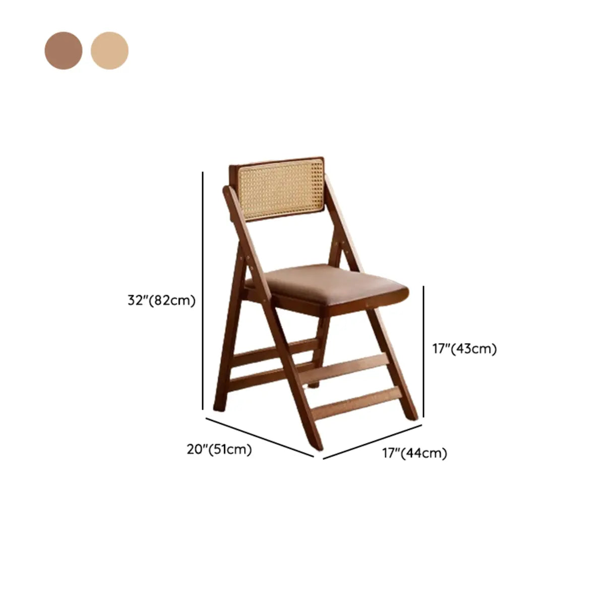 Brown Folding Leather Cushioned Seat Wooden Bar Stool 