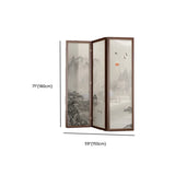 Brown Folding Wood Double Sided Print Scenic Room Divider Image - 20