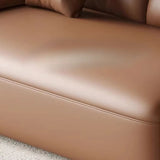 Brown Genuine Leather Cushion Back L-Shape Sofa Chaise Image - 10