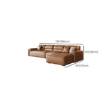 Brown Genuine Leather Cushion Back L-Shape Sofa Chaise Image - 12