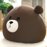 Brown Large Bear-Shaped Plush Removable Cover Bean Bag Image - 1