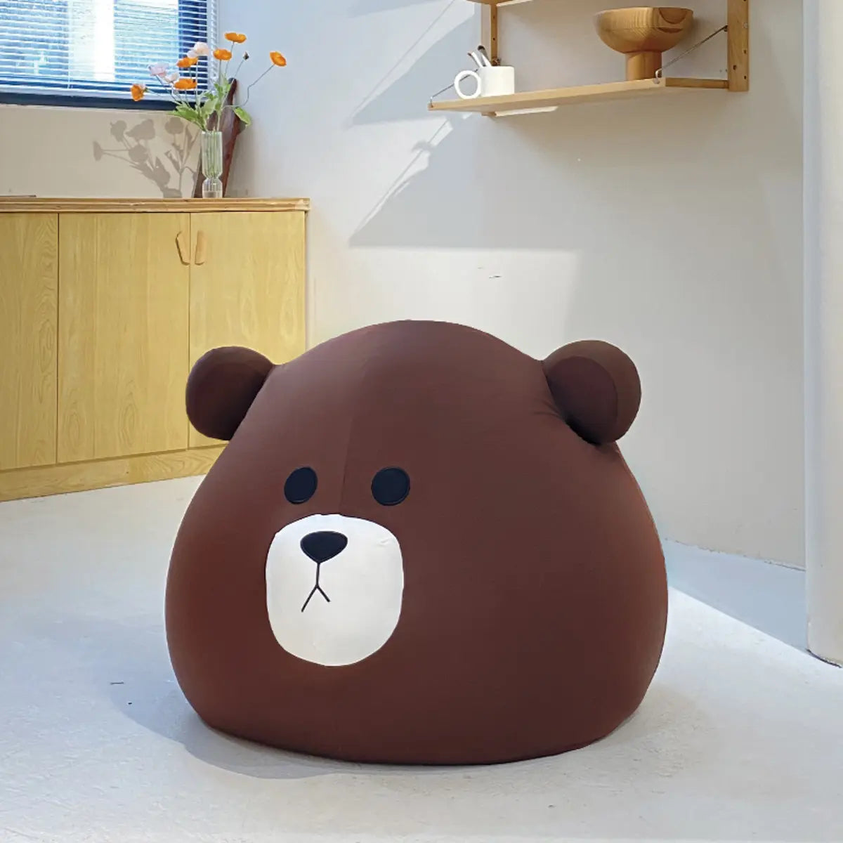 Brown Large Bear-Shaped Plush Removable Cover Bean Bag Image - 2