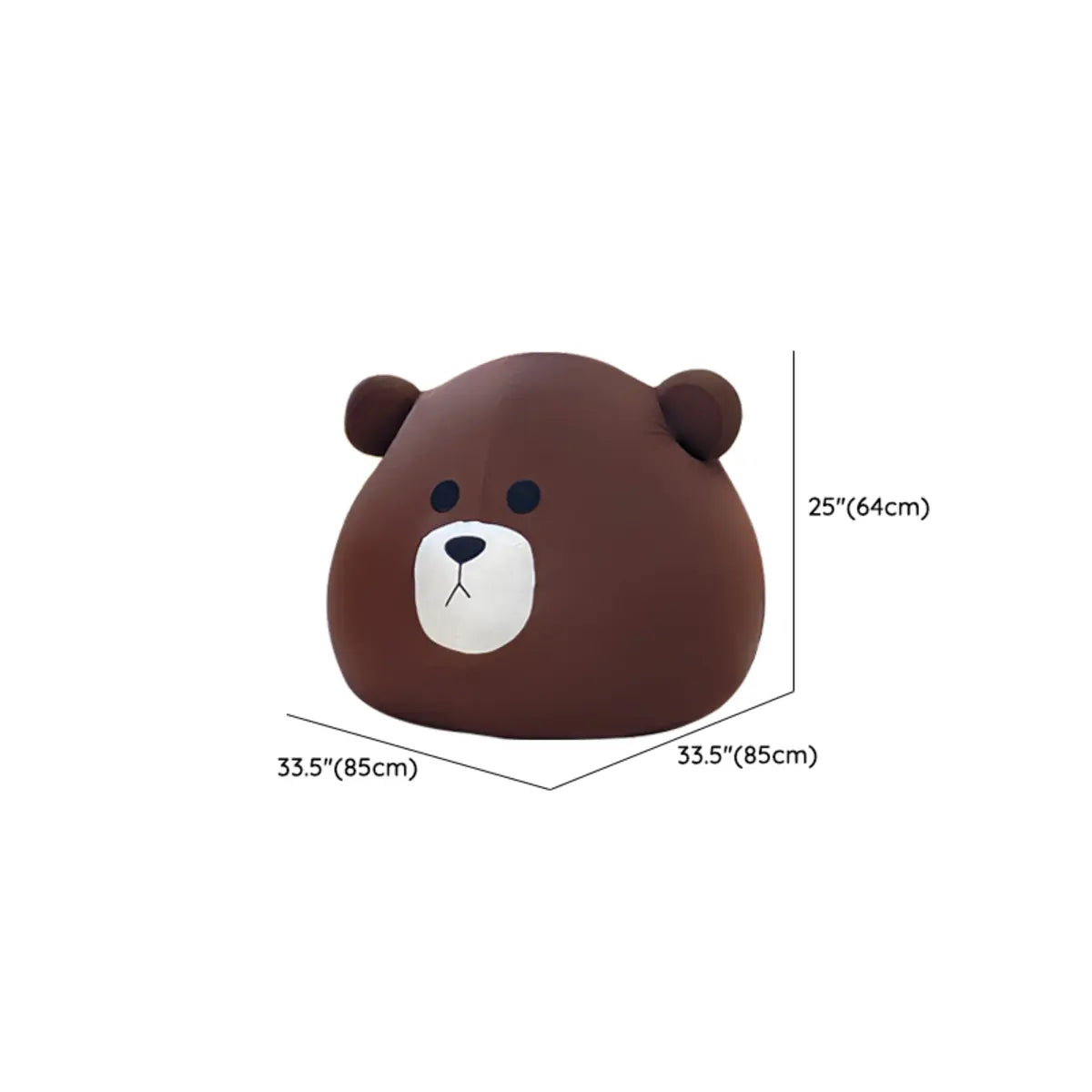 Brown Large Bear-Shaped Plush Removable Cover Bean Bag 