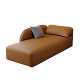 Brown Large Curved Leather Relaxing Right-Arm Chaise Image - 2