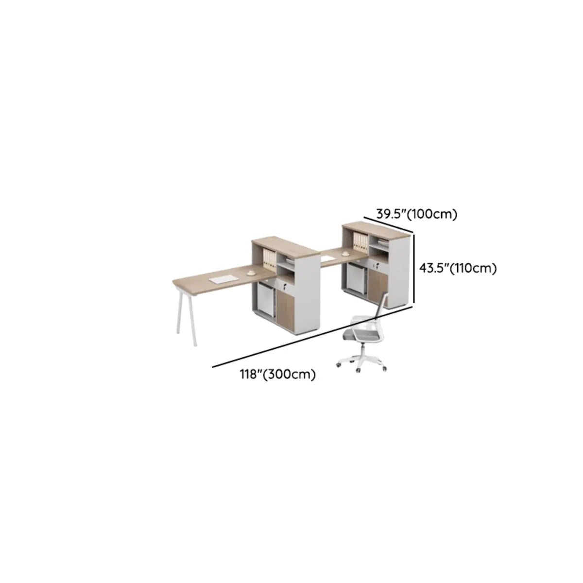 Brown Large Storage Single Pedestal Office Computer Desk Set Image - 19