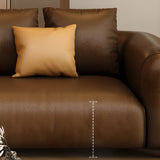 Brown Leather Dark Wood Frame Sofa for Living Room Image - 13