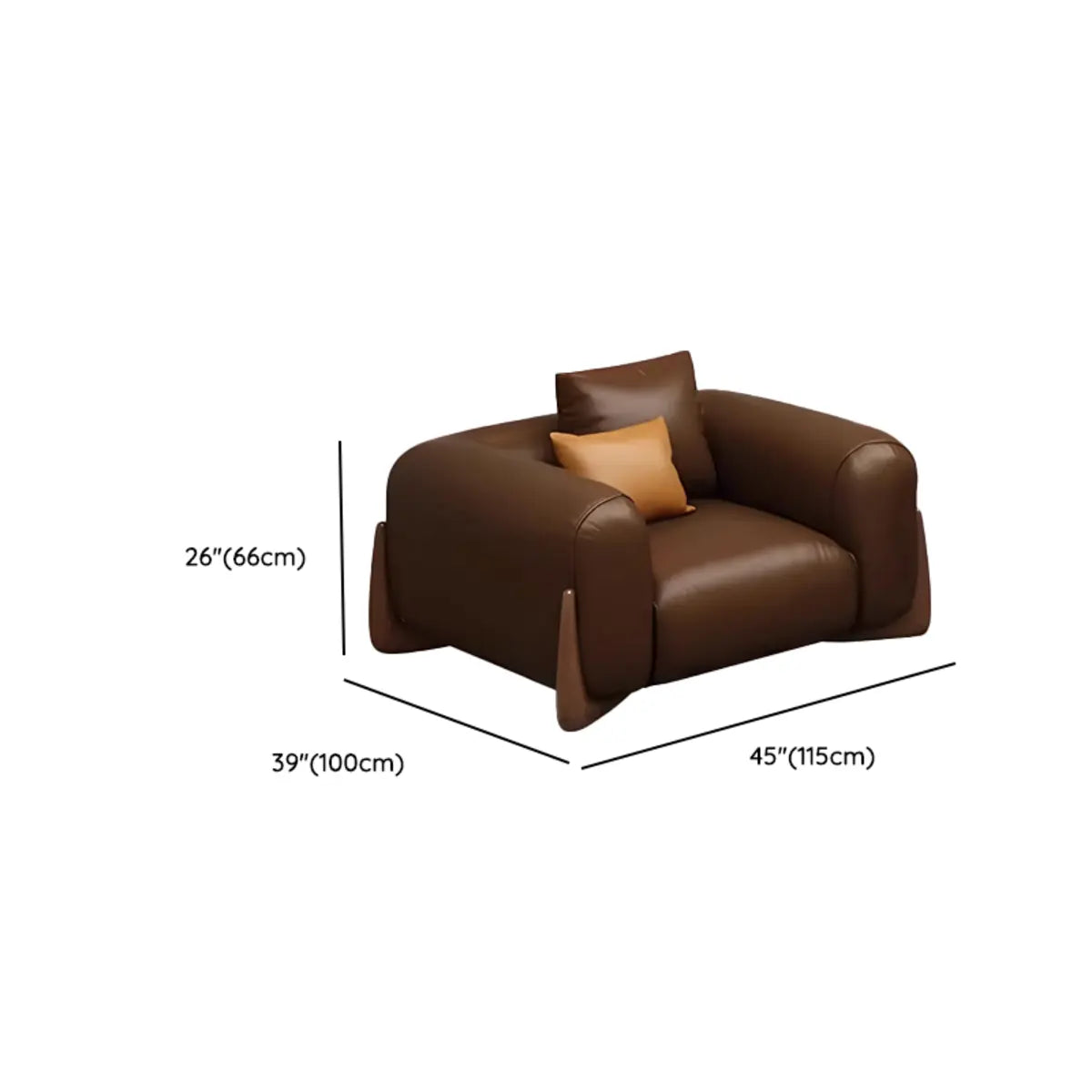 Brown Leather Dark Wood Frame Sofa for Living Room Image - 25