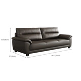 Brown Leather Light Wood Frame Reception Sofa with Arms Image - 19