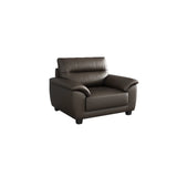 Brown Leather Light Wood Frame Reception Sofa with Arms Image - 2