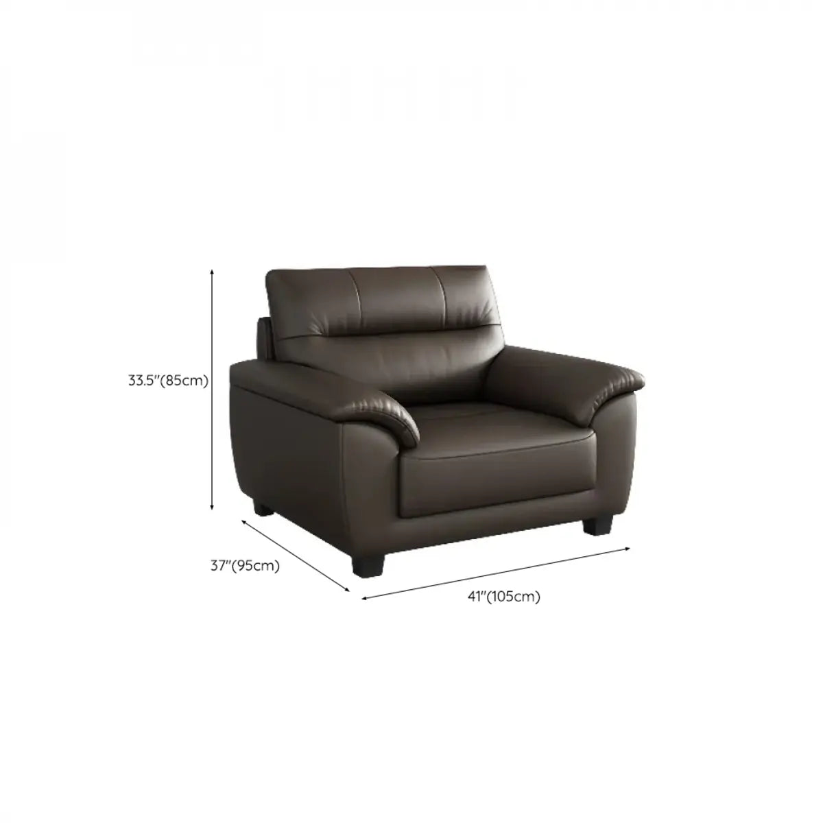 Brown Leather Light Wood Frame Reception Sofa with Arms Image - 21