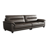 Brown Leather Light Wood Frame Reception Sofa with Arms Image - 7