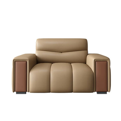 Brown Leather Lounge Reception Sofa Set with Arms Image - 2