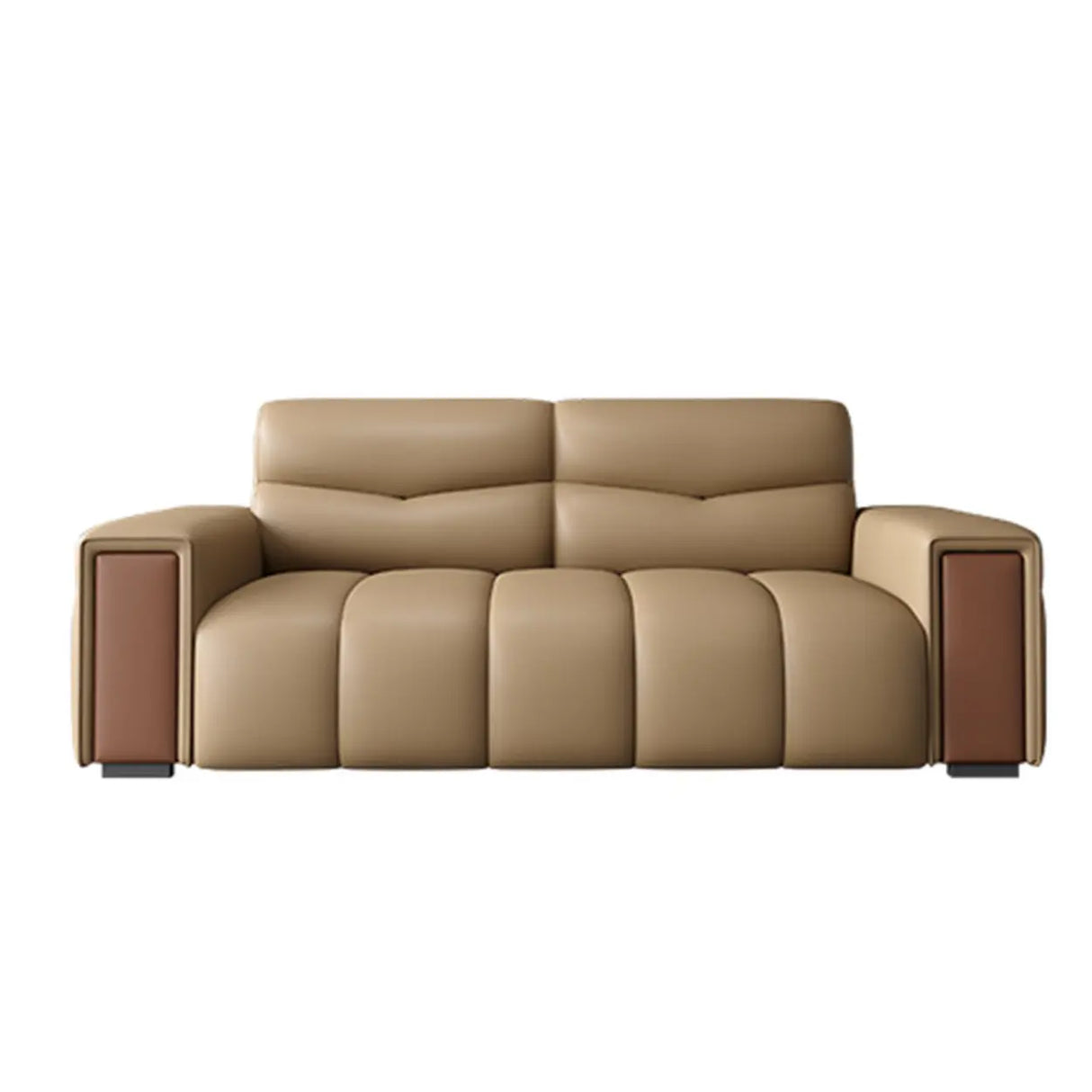 Brown Leather Lounge Reception Sofa Set with Arms Image - 3