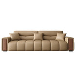 Brown Leather Lounge Reception Sofa Set with Arms Image - 5