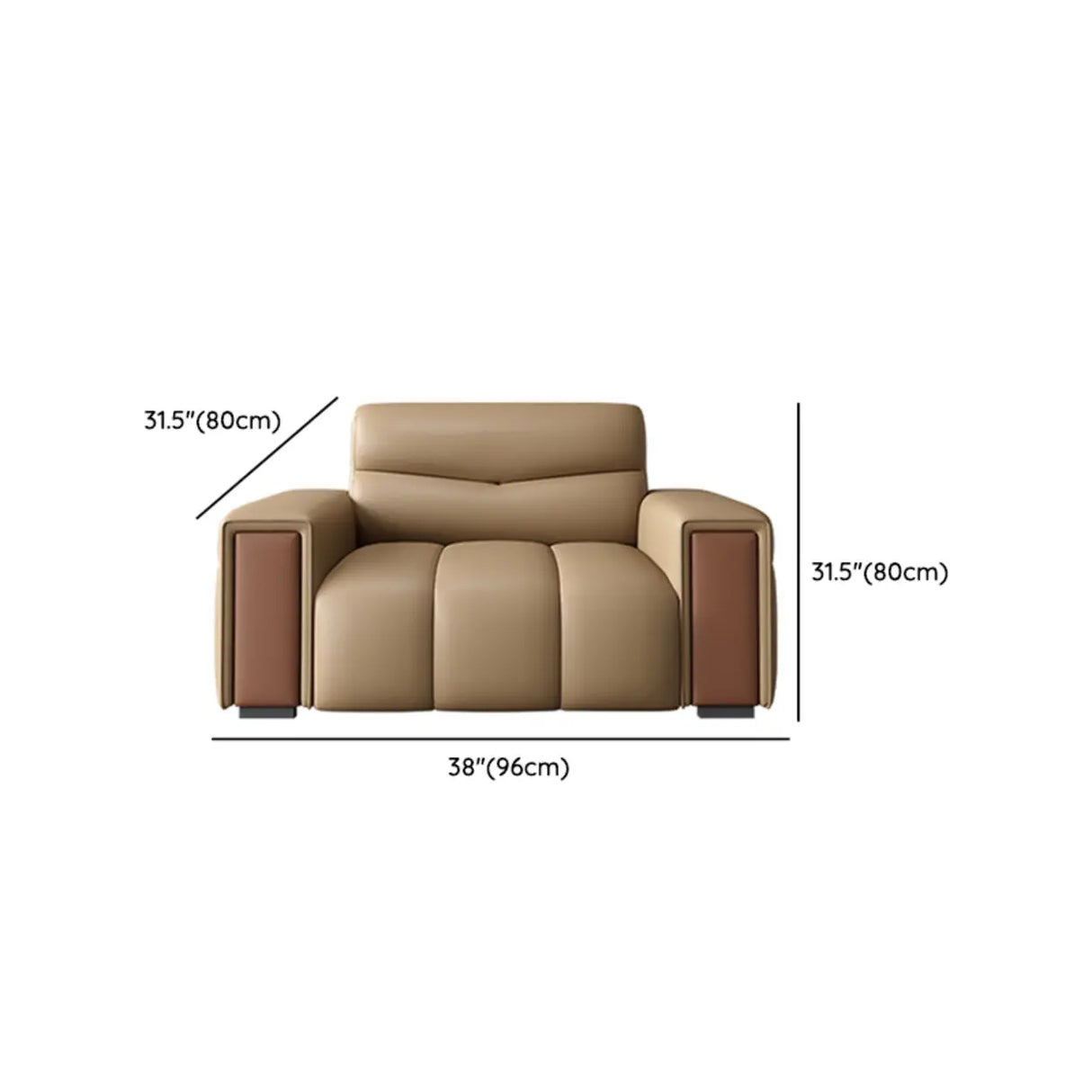 Brown Leather Lounge Reception Sofa Set with Arms 