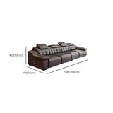 Brown Leather Wood Frame L-Shape Sectional Sofa Set Image - 12