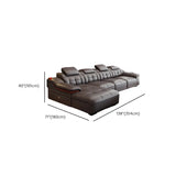 Brown Leather Wood Frame L-Shape Sectional Sofa Set Image - 13