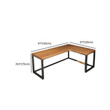 Brown Long Deep Butcher Block L-Shape Sled Writing Desk Image - 10