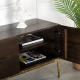 Brown Long Espresso Wood Tone Oak Cabinet TV Stand Image - 12