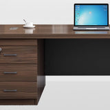 Brown Manufactured Wood Drawers Cable Computer Desk Image - 8