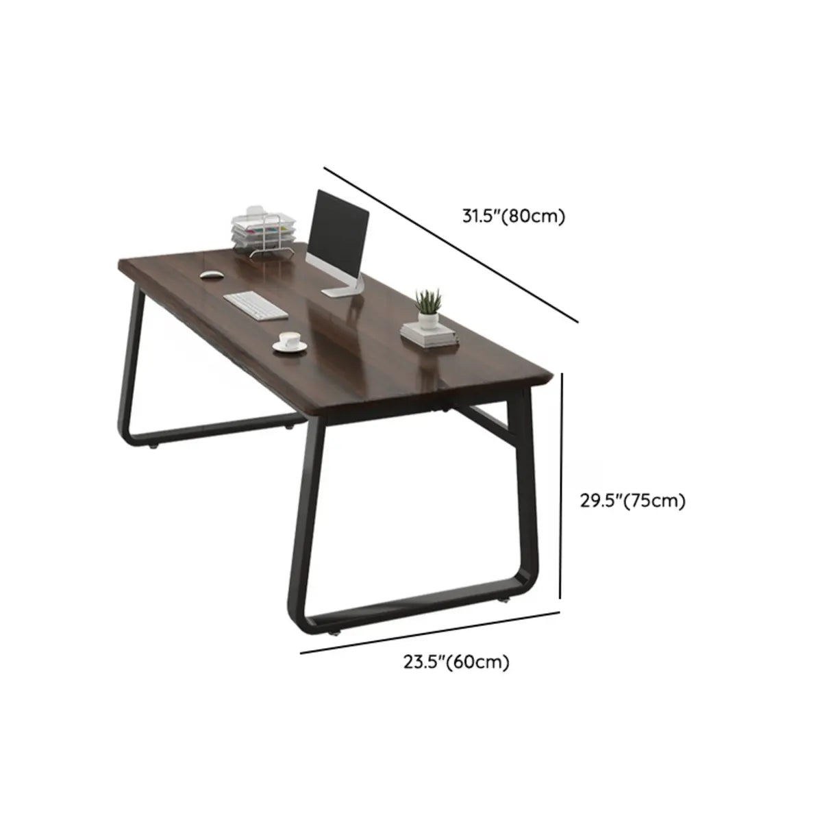 Brown Manufactured Wood Metal Sledge Writing Desk 