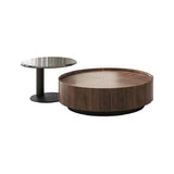 Brown Manufactured Wood Round Coffee Table with Drawers Image - 9