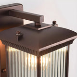 Brown Modern Box Glass Exterior LED Wall Sconces Image - 11