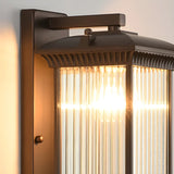 Brown Modern Box Glass Exterior LED Wall Sconces Image - 12