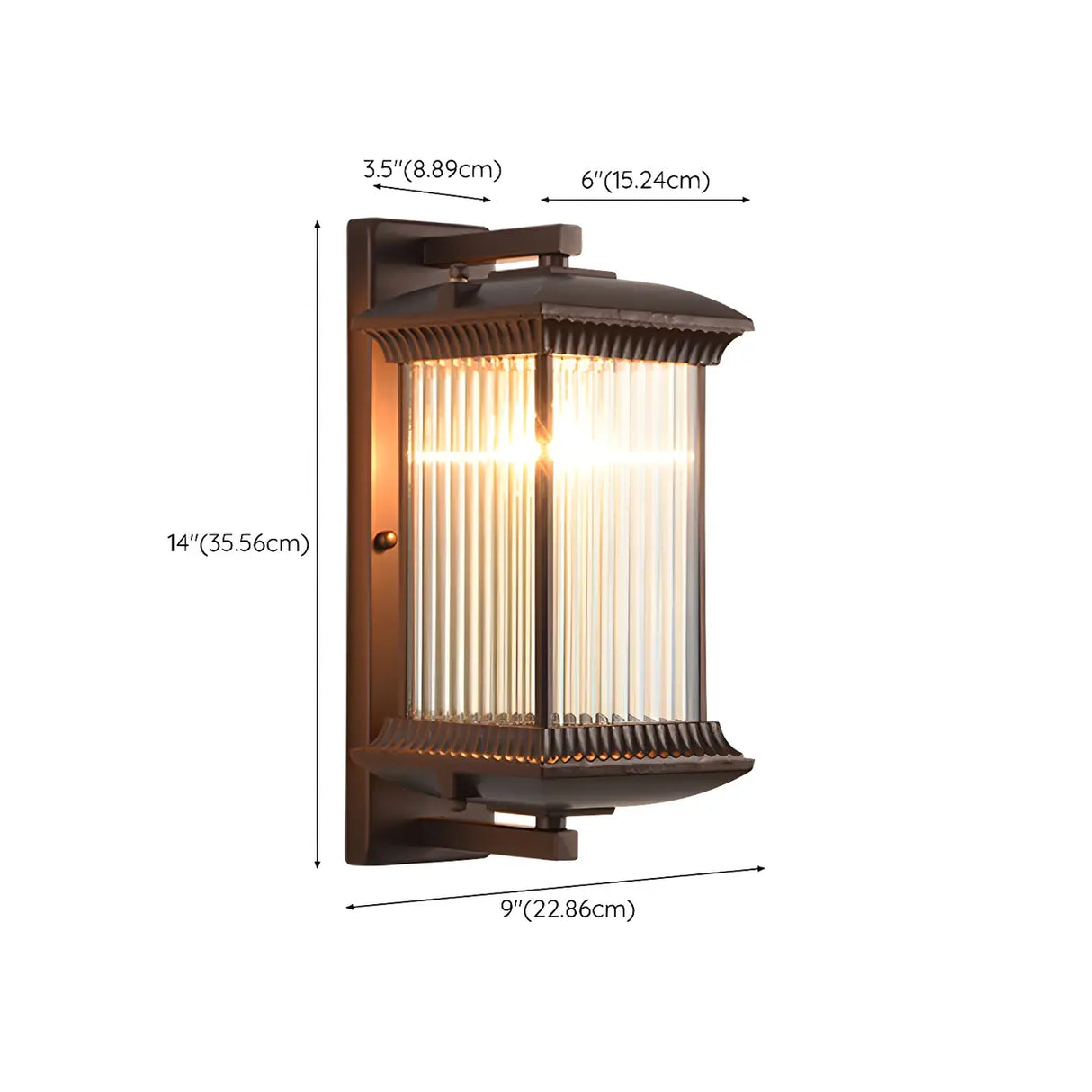 Brown Modern Box Glass Exterior LED Wall Sconces 