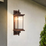 Brown Modern Box Glass Exterior LED Wall Sconces Image - 3