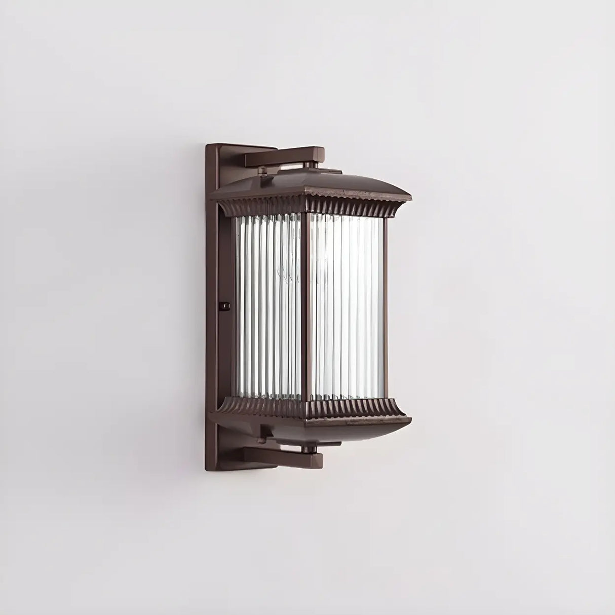 Brown Modern Box Glass Exterior LED Wall Sconces Image - 7