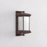 Brown Modern Box Glass Exterior LED Wall Sconces Image - 7