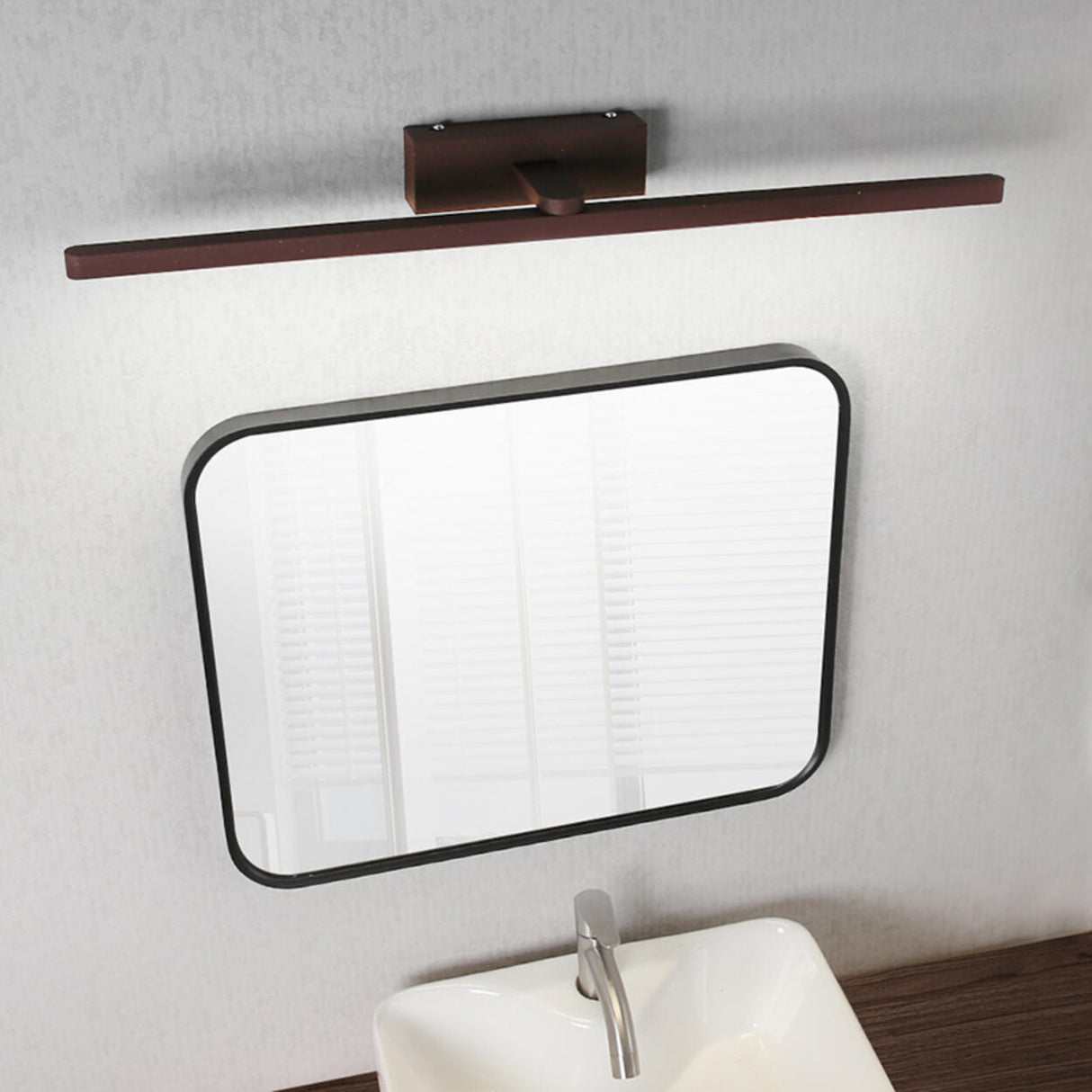 Brown Modern Geometric Metal Vanity Mirror Lights Image - 17