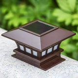 Brown Modern Square Metal Lantern Outdoor Table Lamp Image - 10