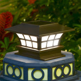 Brown Modern Square Metal Lantern Outdoor Table Lamp Image - 2