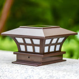 Brown Modern Square Metal Lantern Outdoor Table Lamp Image - 3