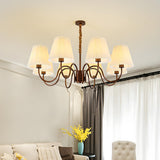 Brown Modern White Fabric Chandelier Adjustable Height Image - 10