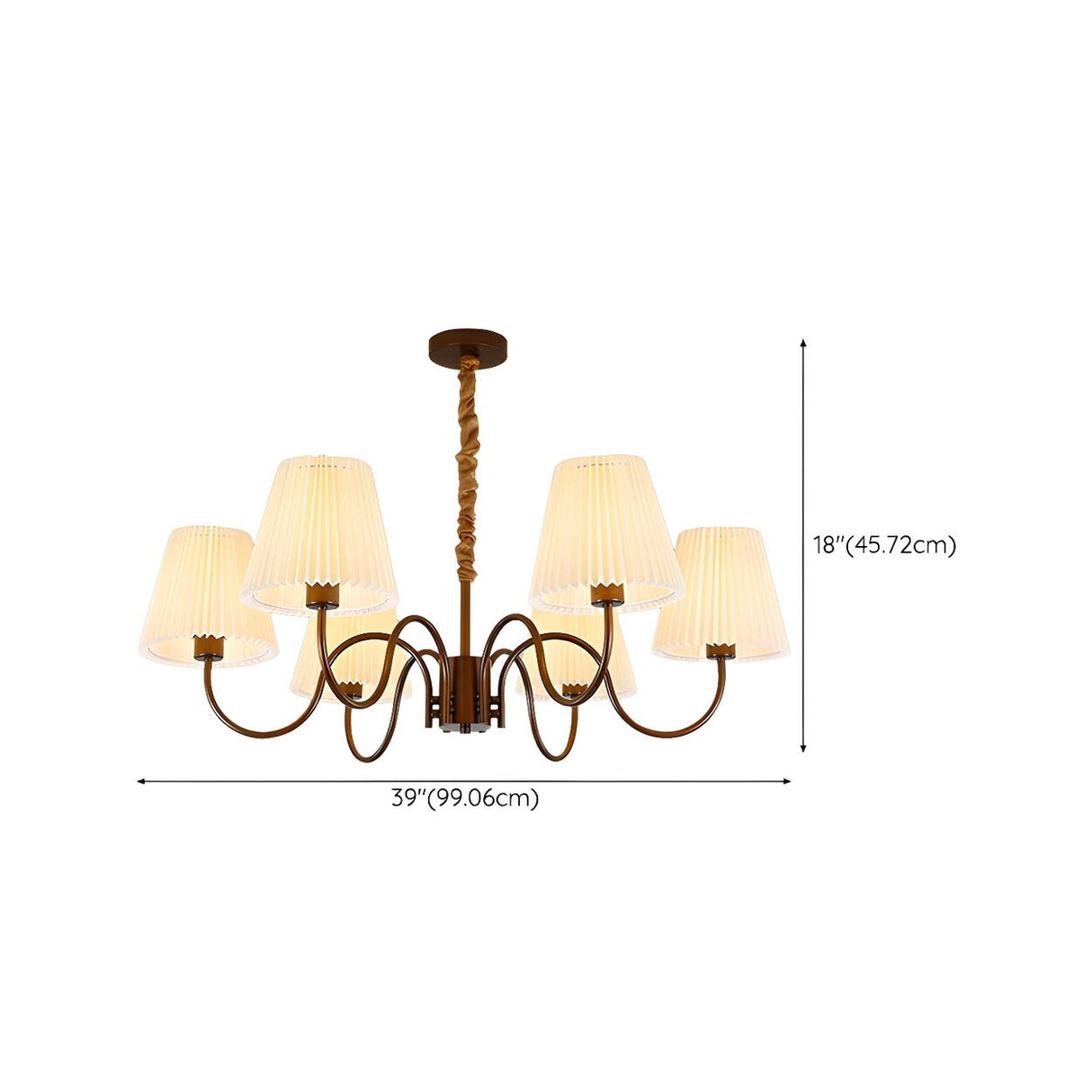 Brown Modern White Fabric Chandelier Adjustable Height Image - 12